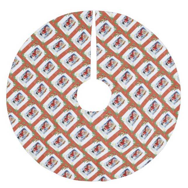 Vintage Santa and Poem Brushed Polyester Tree Skirt (Front)