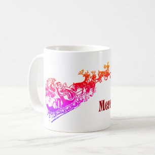 Vintage Santa and Reindeer Christmas Coffee Mug