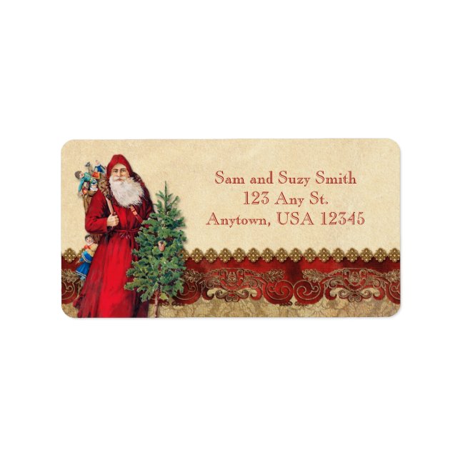 Vintage Santa and Tree Label (Front)