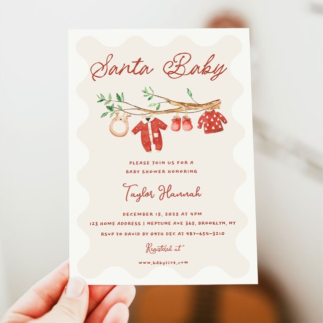 Vintage Santa Baby Christmas Baby Shower Invitation (Creator Uploaded)