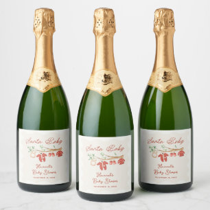Vintage Santa Baby Christmas Baby Shower Party Sparkling Wine Label