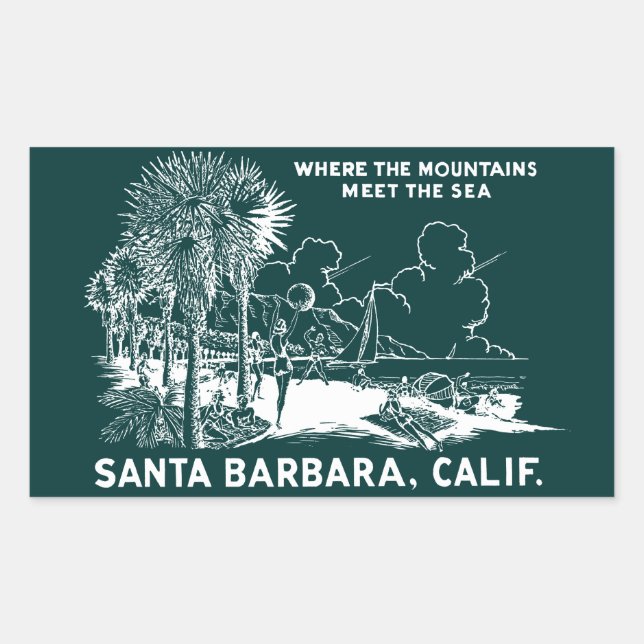 Vintage Santa Barabara California Rectangular Sticker (Front)