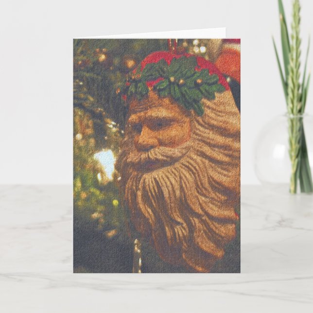Vintage Santa Blank Inside Christmas Holiday Card (Front)