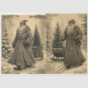 Vintage Santa - browns/beiges Tissue Paper