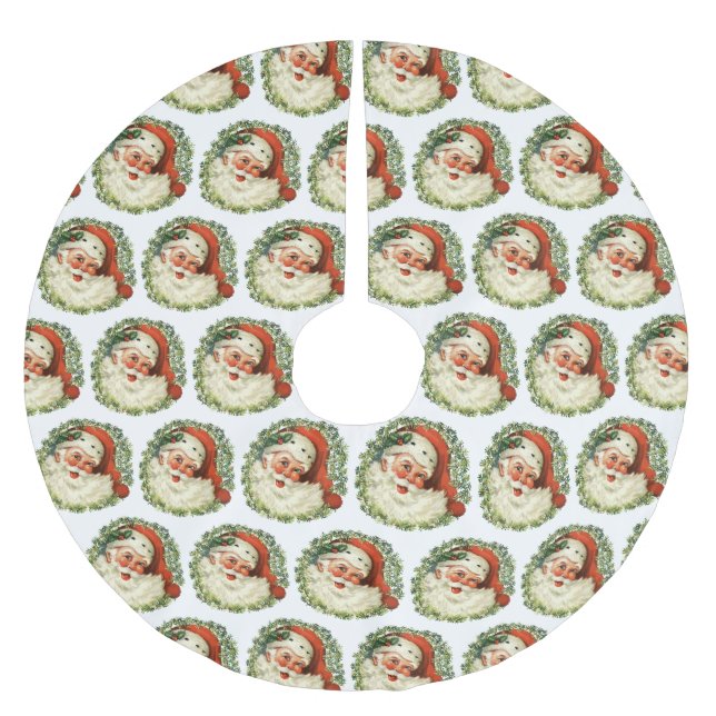 Vintage Santa Brushed Polyester Tree Skirt (Front)