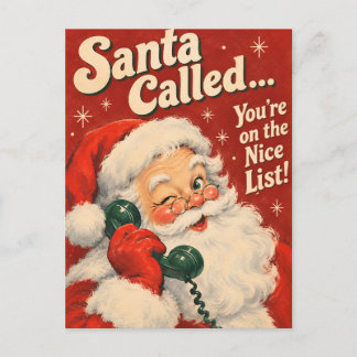 Vintage Santa Called Nice List Christmas Holiday Postcard
