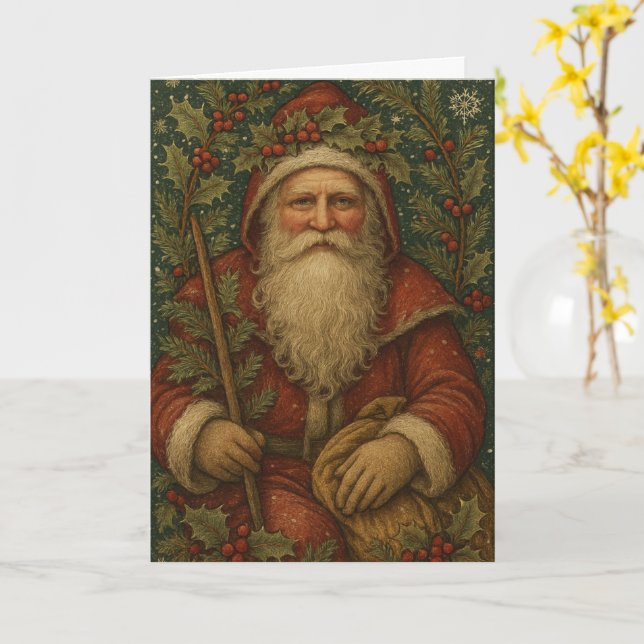 Vintage Santa Card (Yellow Flower)