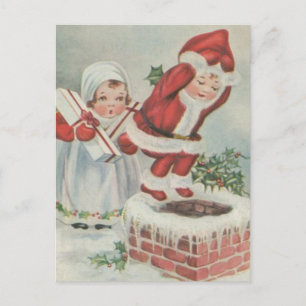 Vintage Santa Children Holiday Postcard