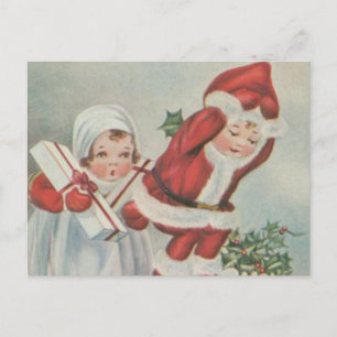 Vintage Santa Children Holiday Postcard