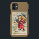 Vintage Santa Christmas Angel  Gold Case-Mate iPhone Case<br><div class="desc">This is a Vintage Victorian Santa & Angel Christmas Scene to give your phone some holiday spirit.</div>