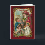 Vintage Santa Christmas Card<br><div class="desc">Beautiful children receiving presents from Father Christmas in this charming antique Christmas card image. Use suggested verse or add your own. Completely customisable.</div>