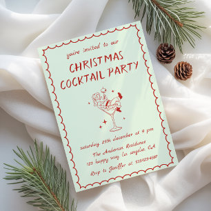 Vintage Santa Christmas Cocktail Party Invitation