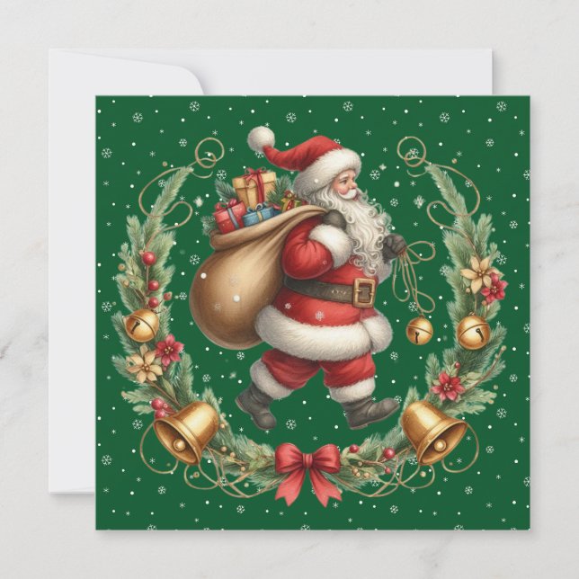 Vintage Santa Christmas Greeting Card (Front)