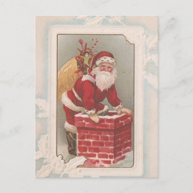 Vintage Santa Christmas Holiday Postcard (Front)