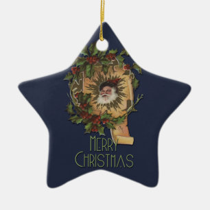 Vintage Santa Christmas Jolly Ceramic Tree Decoration