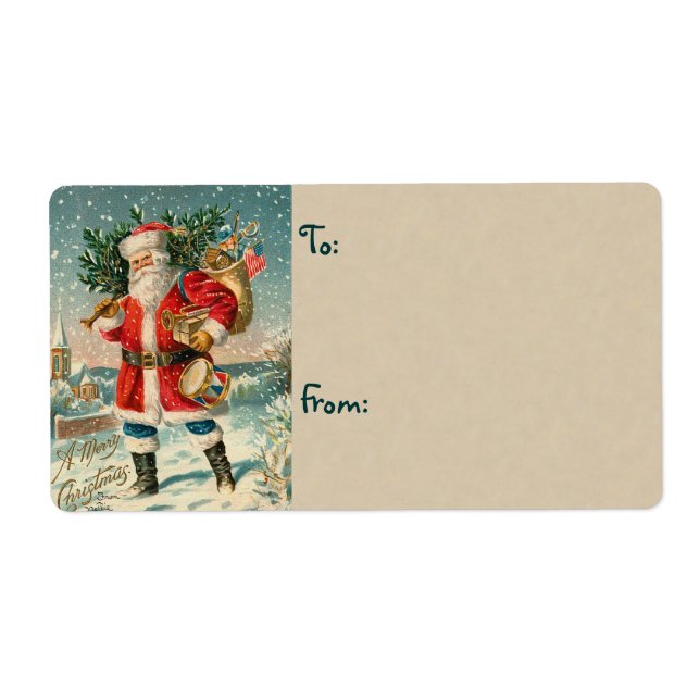 Vintage Santa Christmas Labels (Front)