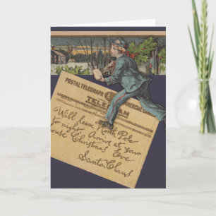 Vintage Santa Christmas Letter Holiday Card