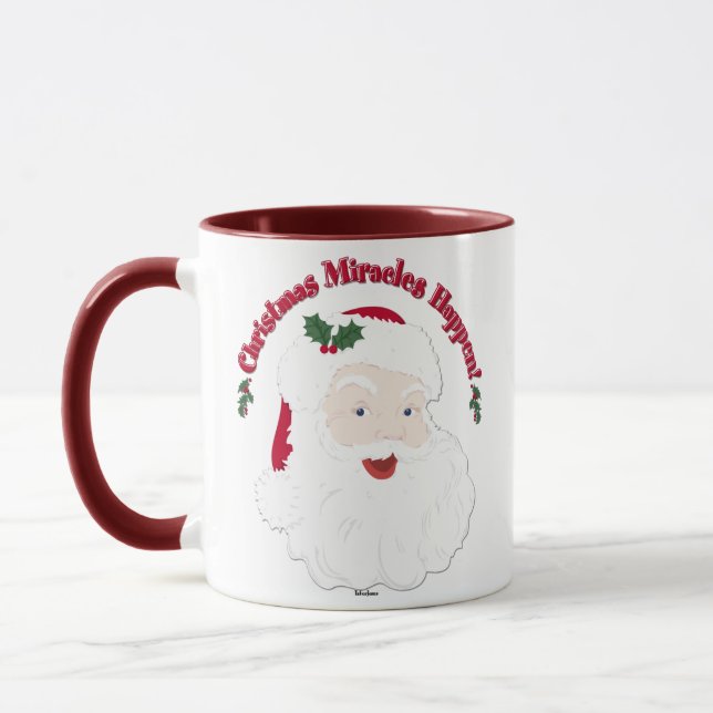 Vintage Santa Christmas Miracles Happen! Mug (Left)