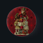 Vintage Santa Christmas Music Singing 6 Cm Round Badge<br><div class="desc">Vintage Santa Claus Playing the Violin Santa Claus is having great fun in this reproduction of a vintage Christmas card. He's playing a violin as the two children in front of him are holding a candle, reading the sheet music, and singing along with a wonderful Christmas song. At their feet...</div>