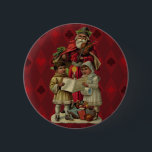 Vintage Santa Christmas Music Singing 6 Cm Round Badge<br><div class="desc">Vintage Santa Claus Playing the Violin Santa Claus is having great fun in this reproduction of a vintage Christmas card. He's playing a violin as the two children in front of him are holding a candle, reading the sheet music, and singing along with a wonderful Christmas song. At their feet...</div>