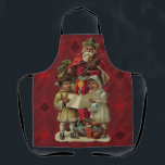 Vintage Santa Christmas Music Singing Apron<br><div class="desc">Vintage Santa Claus Playing the Violin Santa Claus is having great fun in this reproduction of a vintage Christmas card. He's playing a violin as the two children in front of him are holding a candle, reading the sheet music, and singing along with a wonderful Christmas song. At their feet...</div>