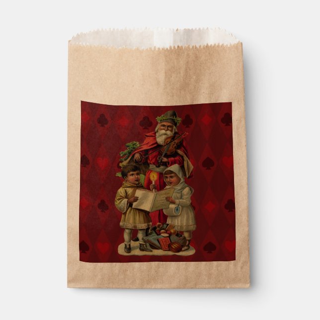 Vintage Santa Christmas Music Singing Favour Bags (Front)