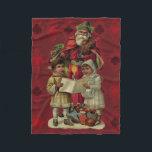 Vintage Santa Christmas Music Singing Fleece Blanket<br><div class="desc">Vintage Santa Claus Playing the Violin Santa Claus is having great fun in this reproduction of a vintage Christmas card. He's playing a violin as the two children in front of him are holding a candle, reading the sheet music, and singing along with a wonderful Christmas song. At their feet...</div>