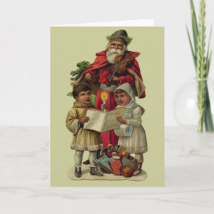 Vintage Santa Christmas Music Singing Holiday Card