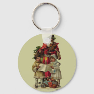 Vintage Santa Christmas Music Singing Key Ring