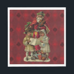 Vintage Santa Christmas Music Singing Napkin<br><div class="desc">Vintage Santa Claus Playing the Violin Santa Claus is having great fun in this reproduction of a vintage Christmas card. He's playing a violin as the two children in front of him are holding a candle, reading the sheet music, and singing along with a wonderful Christmas song. At their feet...</div>