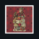 Vintage Santa Christmas Music Singing Napkin<br><div class="desc">Vintage Santa Claus Playing the Violin Santa Claus is having great fun in this reproduction of a vintage Christmas card. He's playing a violin as the two children in front of him are holding a candle, reading the sheet music, and singing along with a wonderful Christmas song. At their feet...</div>
