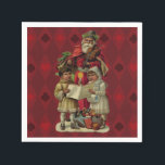 Vintage Santa Christmas Music Singing Napkin<br><div class="desc">Vintage Santa Claus Playing the Violin Santa Claus is having great fun in this reproduction of a vintage Christmas card. He's playing a violin as the two children in front of him are holding a candle, reading the sheet music, and singing along with a wonderful Christmas song. At their feet...</div>