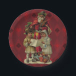 Vintage Santa Christmas Music Singing Paper Plate<br><div class="desc">Vintage Santa Claus Playing the Violin Santa Claus is having great fun in this reproduction of a vintage Christmas card. He's playing a violin as the two children in front of him are holding a candle, reading the sheet music, and singing along with a wonderful Christmas song. At their feet...</div>