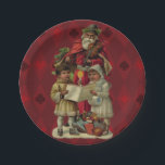 Vintage Santa Christmas Music Singing Paper Plate<br><div class="desc">Vintage Santa Claus Playing the Violin Santa Claus is having great fun in this reproduction of a vintage Christmas card. He's playing a violin as the two children in front of him are holding a candle, reading the sheet music, and singing along with a wonderful Christmas song. At their feet...</div>
