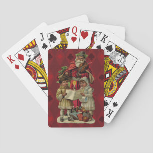 Vintage Santa Christmas Music Singing Playing Cards
