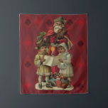 Vintage Santa Christmas Music Singing Tapestry<br><div class="desc">Vintage Santa Claus Playing the Violin Santa Claus is having great fun in this reproduction of a vintage Christmas card. He's playing a violin as the two children in front of him are holding a candle, reading the sheet music, and singing along with a wonderful Christmas song. At their feet...</div>