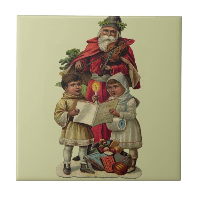 Vintage Santa Christmas Music Singing Tile (Front)