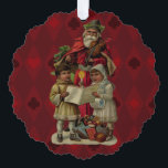 Vintage Santa Christmas Music Singing Tree Decoration Card<br><div class="desc">Vintage Santa Claus Playing the Violin Santa Claus is having great fun in this reproduction of a vintage Christmas card. He's playing a violin as the two children in front of him are holding a candle, reading the sheet music, and singing along with a wonderful Christmas song. At their feet...</div>