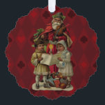 Vintage Santa Christmas Music Singing Tree Decoration Card<br><div class="desc">Vintage Santa Claus Playing the Violin Santa Claus is having great fun in this reproduction of a vintage Christmas card. He's playing a violin as the two children in front of him are holding a candle, reading the sheet music, and singing along with a wonderful Christmas song. At their feet...</div>