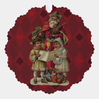Vintage Santa Christmas Music Singing Tree Decoration Card