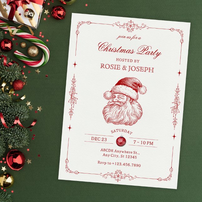 Vintage santa christmas party  Invitation (Creator Uploaded)