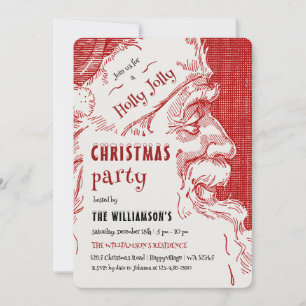 Vintage Santa Christmas Party Invitation