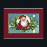 Vintage Santa Christmas Postcard<br><div class="desc">Classic vintage image digitally restored and enhanced on deep burgandy background.</div>
