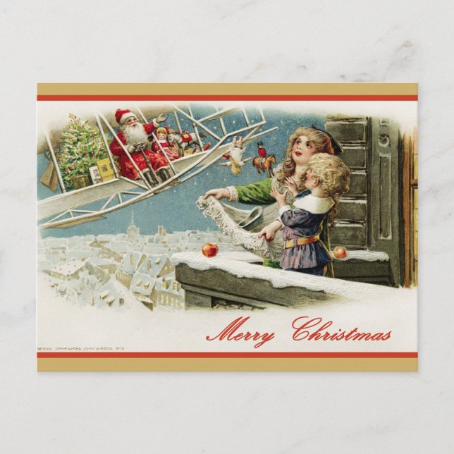 Vintage Santa Christmas Postcard: Classic Holiday  (Front)