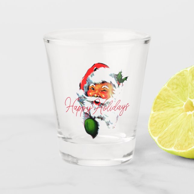 Vintage Santa Christmas retro Classic stylish    Shot Glass (Front)
