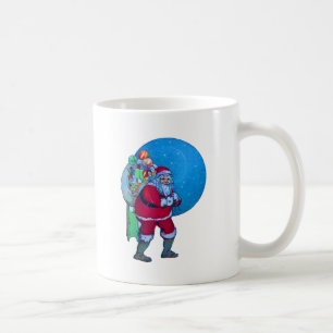 VINTAGE SANTA,CHRISTMAS SACK ,TOYS IN STARRY SKY COFFEE MUG