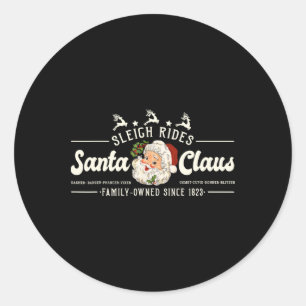 Vintage Santa Christmas Sleigh Rides Reindeer Retr Classic Round Sticker