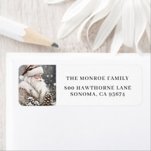 Vintage Santa Christmas Snow Return Address