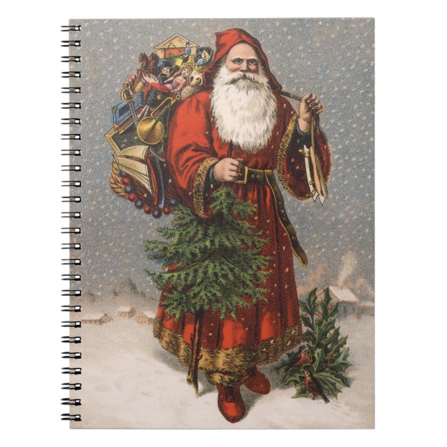 Vintage Santa Christmas Spiral Notebook (Front)