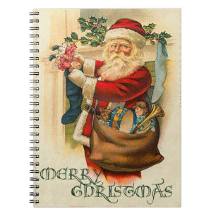 Vintage Santa Christmas Spiral Notebook